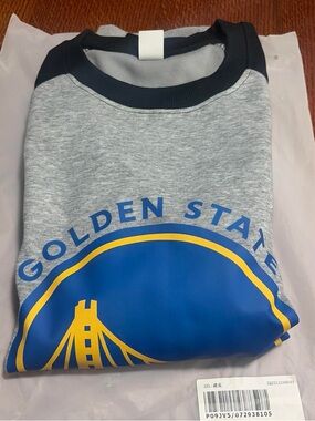 Golden State Warriors Grey Crewneck Sweatshirt - Blue & Yellow Logo
